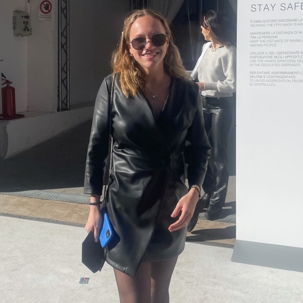 Black faux leather dress